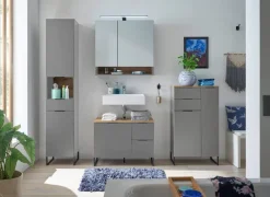 Hochschrank Denver grau matt Eiche Evoke Coast Nachbildung B/H/T: ca. 38x195x32 cm