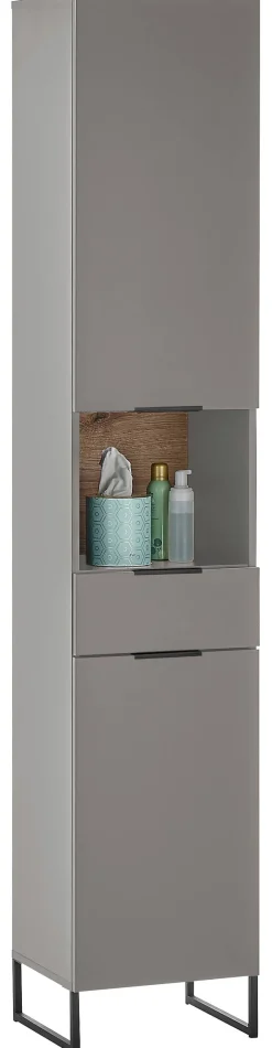 Hochschrank Denver grau matt Eiche Evoke Coast Nachbildung B/H/T: ca. 38x195x32 cm