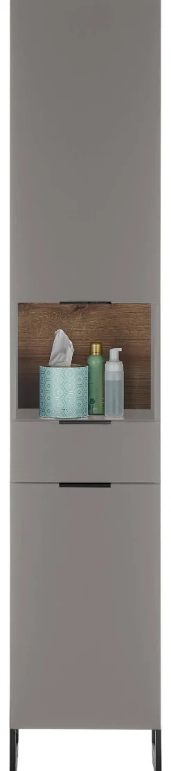 Hochschrank Denver grau matt Eiche Evoke Coast Nachbildung B/H/T: ca. 38x195x32 cm