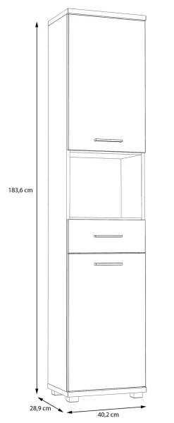 Hochschrank Eiche Artisan Nachbildung salbei B/H/T: ca. 40x184x29 cm