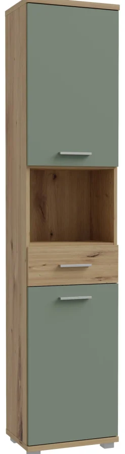 Hochschrank Eiche Artisan Nachbildung salbei B/H/T: ca. 40x184x29 cm