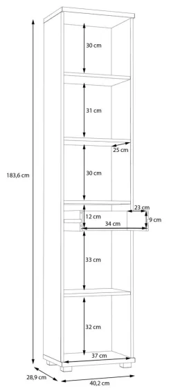 Hochschrank Eiche Artisan Nachbildung salbei B/H/T: ca. 40x184x29 cm