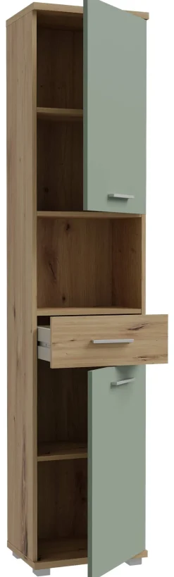 Hochschrank Eiche Artisan Nachbildung salbei B/H/T: ca. 40x184x29 cm