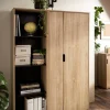 Hochschrank Emmik schwarz matt Eiche Eiche weiß Nachbildung B/H/T: ca. 44,8x163,6x41 cm