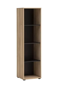 Hochschrank Emmik schwarz matt Eiche Eiche weiß Nachbildung B/H/T: ca. 44,8x163,6x41 cm