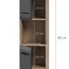 Hochschrank Ice Nox Oak Nachbildung schwarz matt B/H/T: ca. 30x185x30 cm