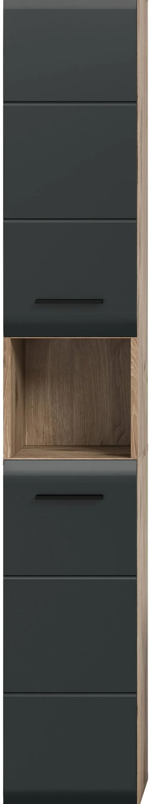 Hochschrank Ice Nox Oak Nachbildung schwarz matt B/H/T: ca. 30x185x30 cm