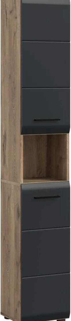 Hochschrank Ice Nox Oak Nachbildung schwarz matt B/H/T: ca. 30x185x30 cm