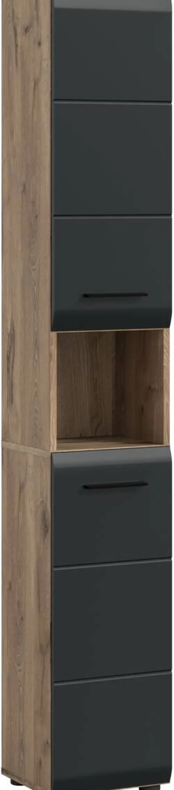 Hochschrank Ice Nox Oak Nachbildung schwarz matt B/H/T: ca. 30x185x30 cm