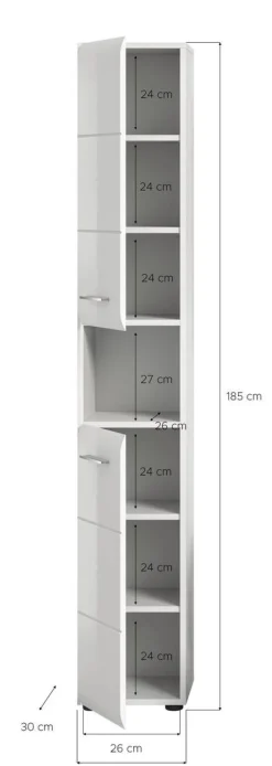 Hochschrank Ice weiß weiß Hochglanz B/H/T: ca. 30x185x30 cm
