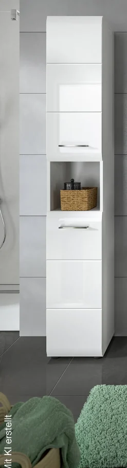 Hochschrank Ice weiß weiß Hochglanz B/H/T: ca. 30x185x30 cm