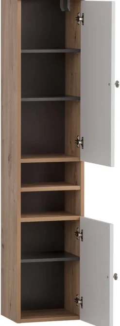 Hochschrank Jesper Eiche Artisan Nachbildung weiß matt B/H/T: ca. 30,3x138,3x25,4 cm