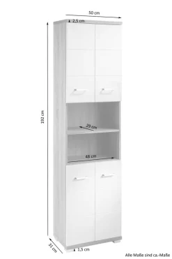 Hochschrank NEBRASKA anthrazit weiß Hochglanz B/H/T: ca. 50x192x31,5 cm