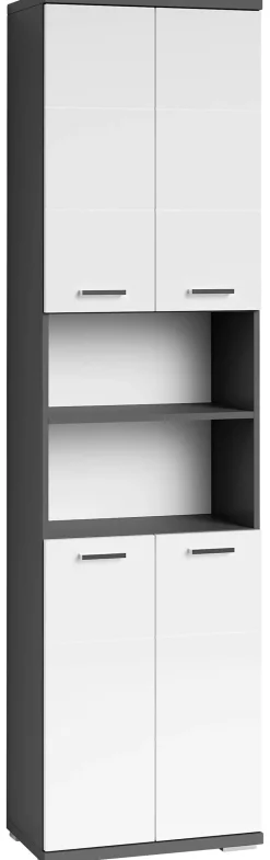 Hochschrank NEBRASKA anthrazit weiß Hochglanz B/H/T: ca. 50x192x31,5 cm