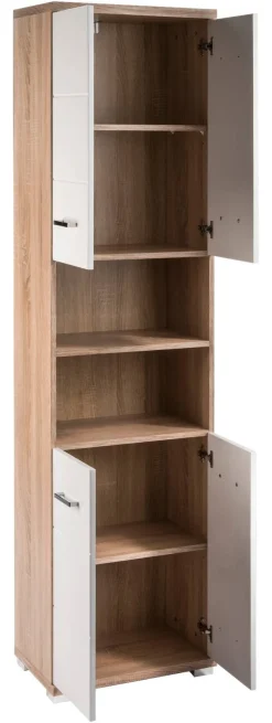 Hochschrank NEBRASKA Eiche Nachbildung weiß Hochglanz B/H/T: ca. 50x192x31,5 cm