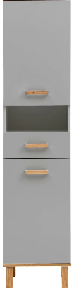 Hochschrank Padua grau Eiche Landhaus Nachbildung B/H/T: ca. 40,4x178,5x35 cm