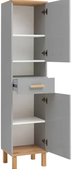 Hochschrank Padua grau Eiche Landhaus Nachbildung B/H/T: ca. 40,4x178,5x35 cm