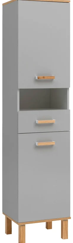 Hochschrank Padua grau Eiche Landhaus Nachbildung B/H/T: ca. 40,4x178,5x35 cm