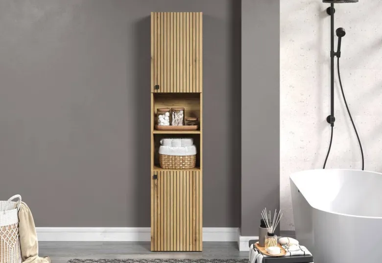 Hochschrank Pure Bliss Eiche Evoke Oak Nachbildung schwarz B/H/T: ca. 40x186x31 cm