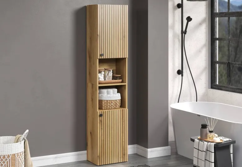 Hochschrank Pure Bliss Eiche Evoke Oak Nachbildung schwarz B/H/T: ca. 40x186x31 cm
