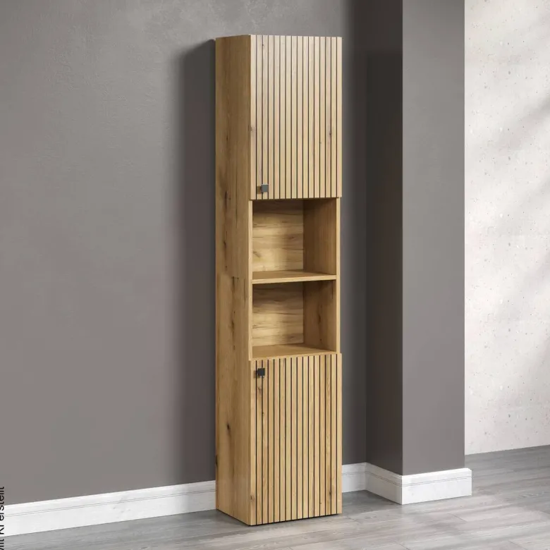 Hochschrank Pure Bliss Eiche Evoke Oak Nachbildung schwarz B/H/T: ca. 40x186x31 cm