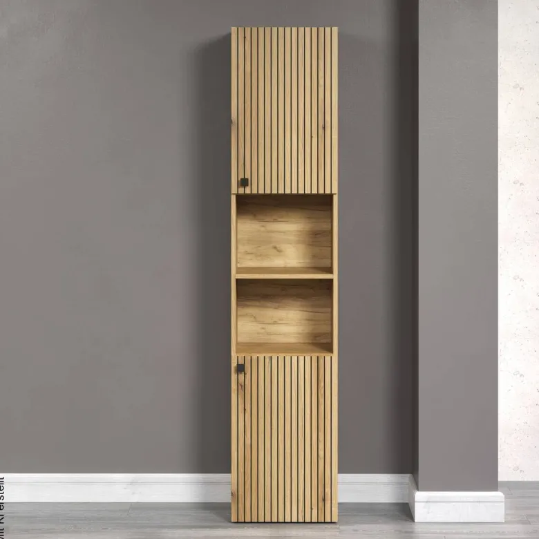 Hochschrank Pure Bliss Eiche Evoke Oak Nachbildung schwarz B/H/T: ca. 40x186x31 cm