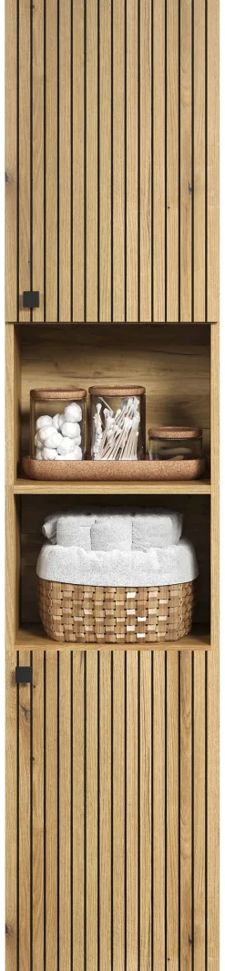 Hochschrank Pure Bliss Eiche Evoke Oak Nachbildung schwarz B/H/T: ca. 40x186x31 cm