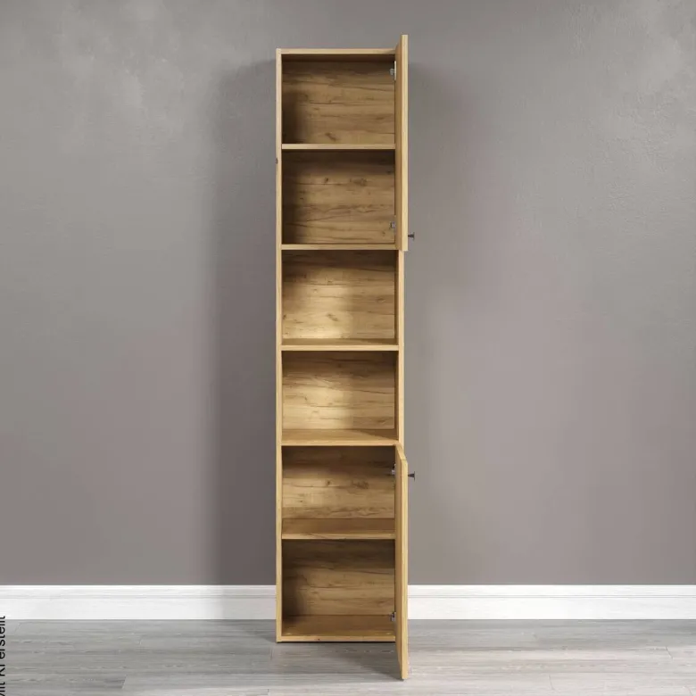 Hochschrank Pure Bliss Eiche Evoke Oak Nachbildung schwarz B/H/T: ca. 40x186x31 cm