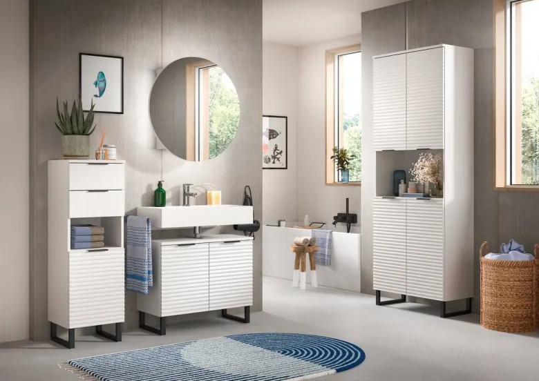 Hochschrank Riff weiß B/H/T: ca. 70x193x34 cm