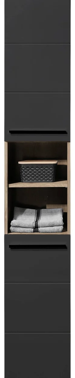 Hochschrank Vista Oak Eiche Viking Nachbildung schwarz matt B/H/T: ca. 34x190x31 cm