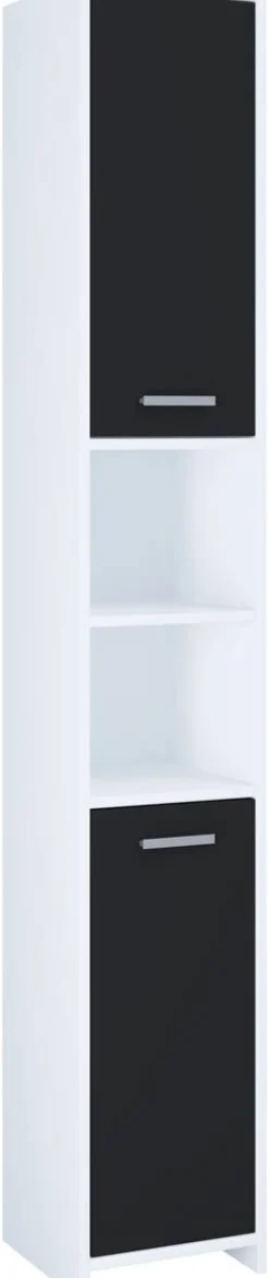 Hochschrank Zalo weiß schwarz B/H/T: ca. 30x180x30 cm