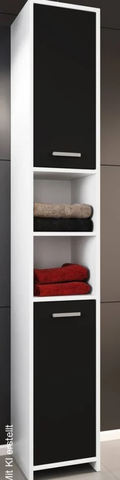 Hochschrank Zalo weiß schwarz B/H/T: ca. 30x180x30 cm