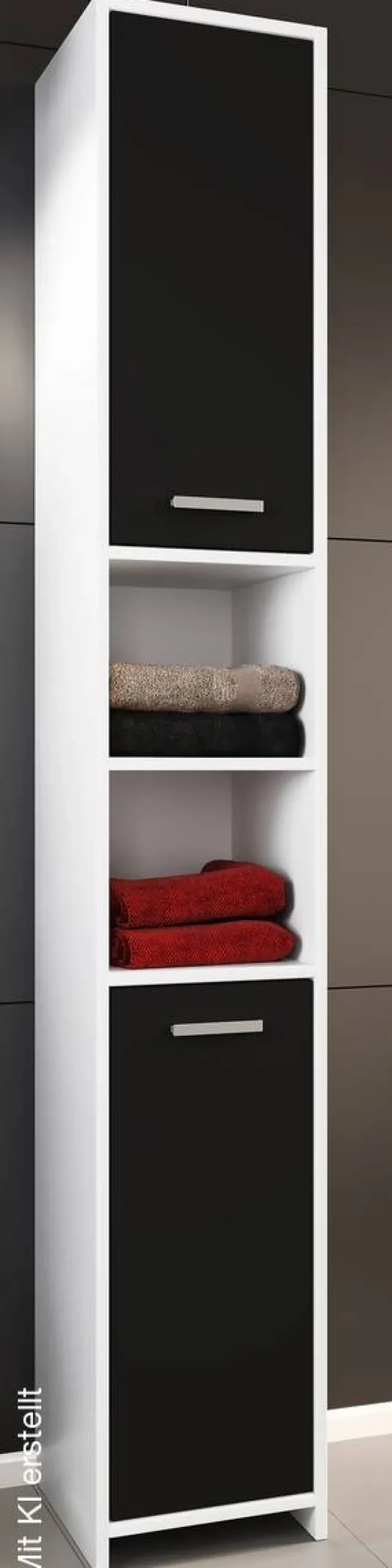 Hochschrank Zalo weiß schwarz B/H/T: ca. 30x180x30 cm