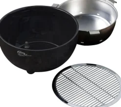 Holzkohle Tischgrill schwarz Edelstahl Keramik B/H/L: ca. 41x16x7 cm