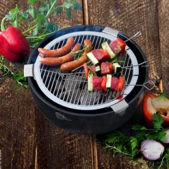Holzkohle Tischgrill schwarz Edelstahl Keramik B/H/L: ca. 41x16x7 cm