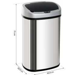 HOMCOM Abfalleimer silber B/H/L: ca. 28,9x68x40,9 cm