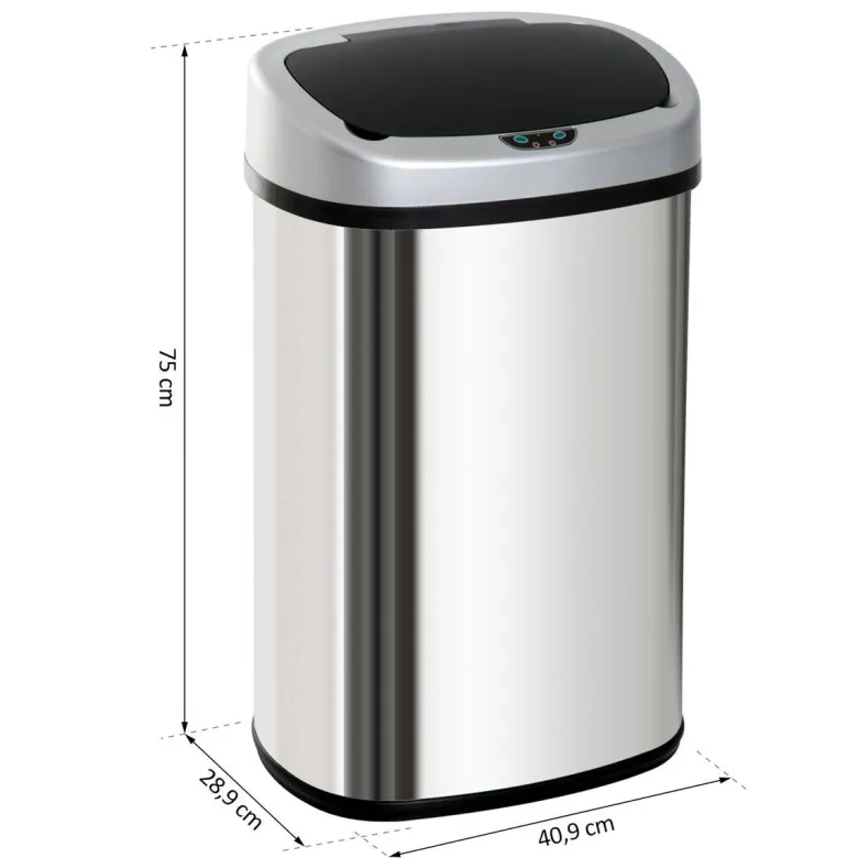 HOMCOM Abfalleimer silber B/H/L: ca. 28,9x68x40,9 cm