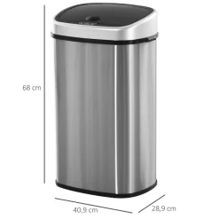 HOMCOM Abfalleimer silber B/H/L: ca. 28,9x68x40,9 cm