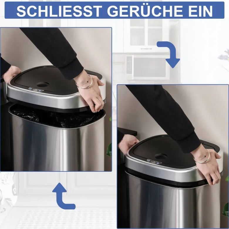 HOMCOM Abfalleimer silber B/H/L: ca. 28,9x68x40,9 cm