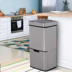 HOMCOM Abfalleimer silber B/H/L: ca. 30x81x42 cm