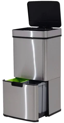 HOMCOM Abfalleimer silber B/H/L: ca. 30x81x42 cm