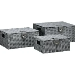 HOMCOM Aufbewahrungskorb grau Metall B/H/L: ca. 28,5x35,5x18 cm