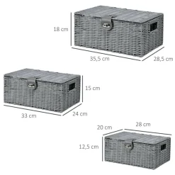 HOMCOM Aufbewahrungskorb grau Metall B/H/L: ca. 28,5x35,5x18 cm