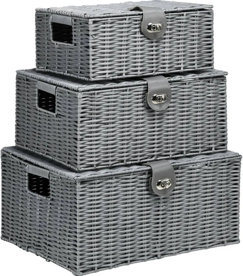 HOMCOM Aufbewahrungskorb grau Metall B/H/L: ca. 28,5x35,5x18 cm