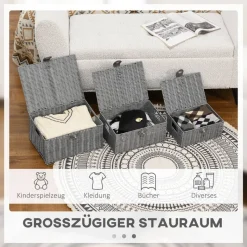 HOMCOM Aufbewahrungskorb grau Metall B/H/L: ca. 28,5x35,5x18 cm