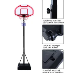 HOMCOM Basketballkorb schwarz B/H/L: ca. 73x210x74 cm