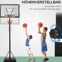 HOMCOM Basketballkorb schwarz B/H/L: ca. 60x90x310 cm