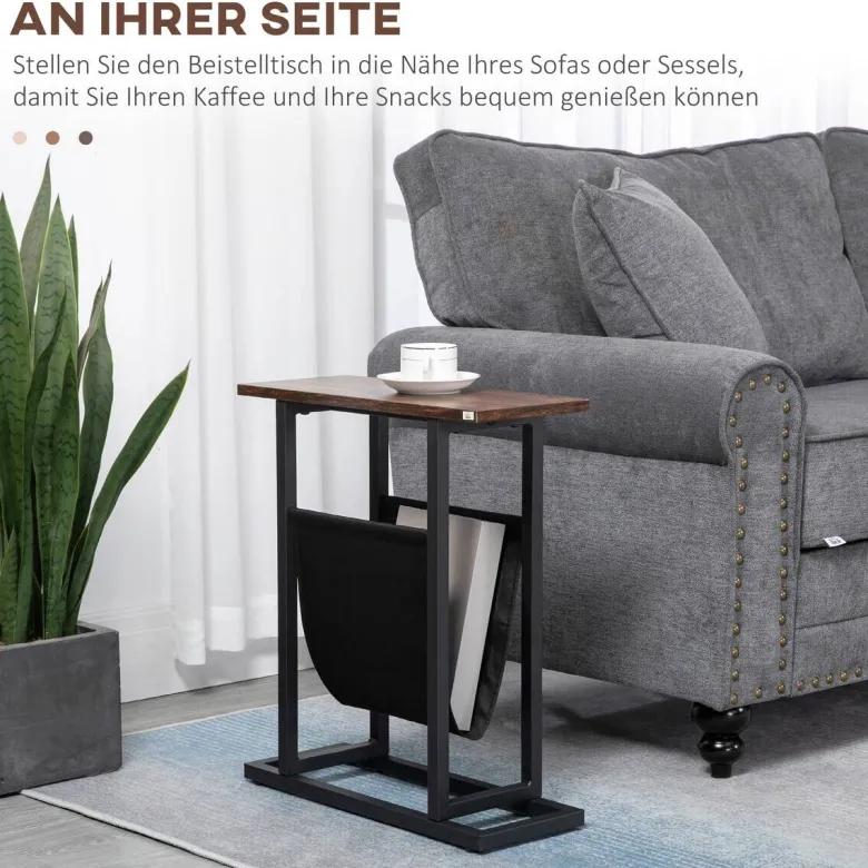 HOMCOM Beistelltisch schwarz Spanplatte B/H/L: ca. 19x49x55 cm