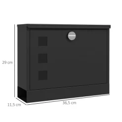 HOMCOM Briefkasten schwarz B/H/L: ca. 11,5x36,5x29 cm