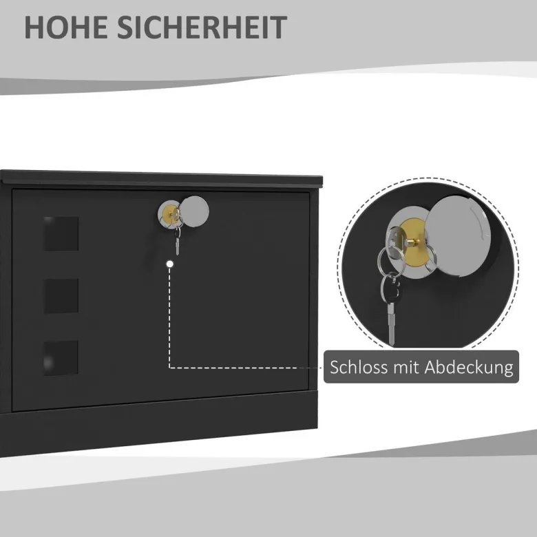 HOMCOM Briefkasten schwarz B/H/L: ca. 11,5x36,5x29 cm
